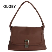 oloey new retro womens handbag ins shoulder bag tote bag high quality female bag in lychee pattern soft leather