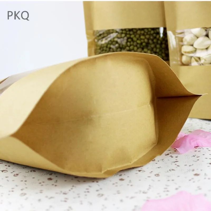 50 шт крафт-бумажные пакеты с замком на молнии окошком стоьте вверх закрывающиеся