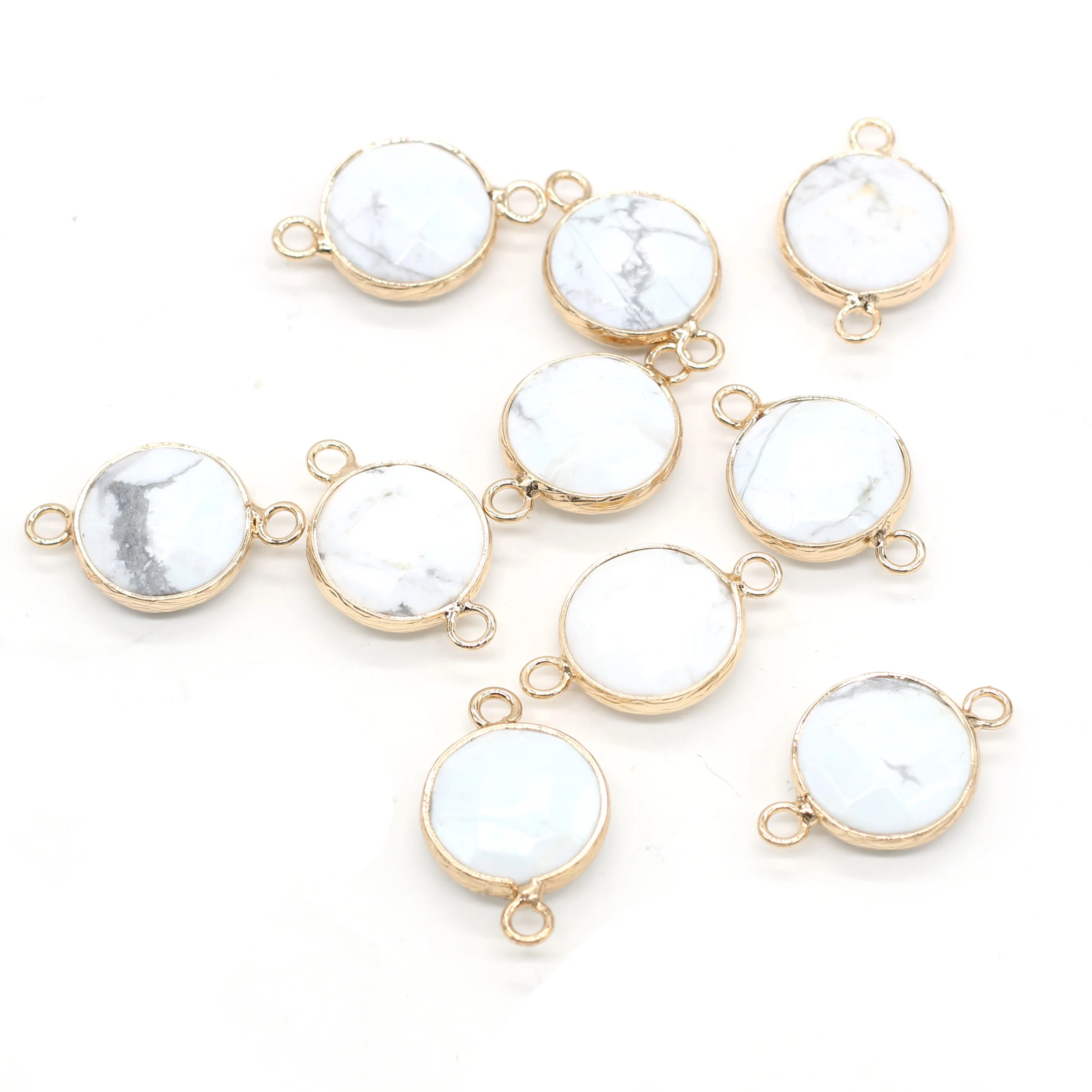 

2pcs Fashion White Turquoises Pendant Connector Natural Stone Pendant Connector Charms for Making Jewelry Necklace Gift 15x24mm