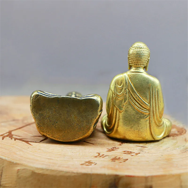 Миниатюрная портативная латунная статуя Будды дзен карманная сидячая ручная