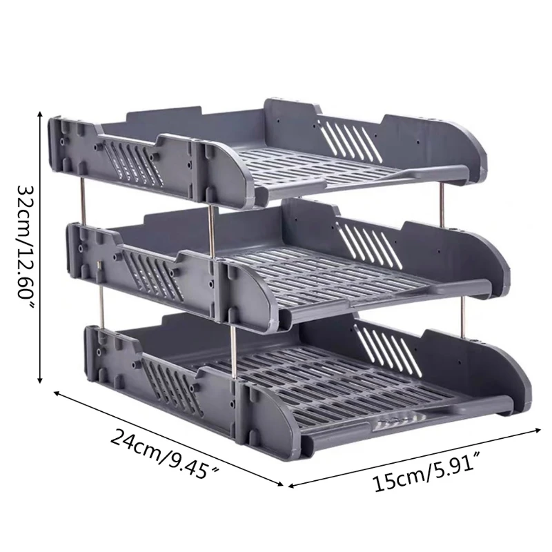 

Home Office Document Holder Organizer 3 Layers Thicken Plastic File Desktop Storage Basket Shelf Rack Box