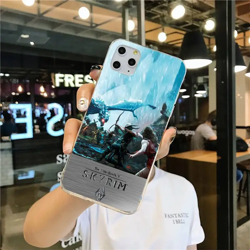Чехол для телефона с логотипом видеоигры Skyrim iphone 12 11 Pro Max Mini XS 8 7 6 6S Plus X 5S SE 2020 XR