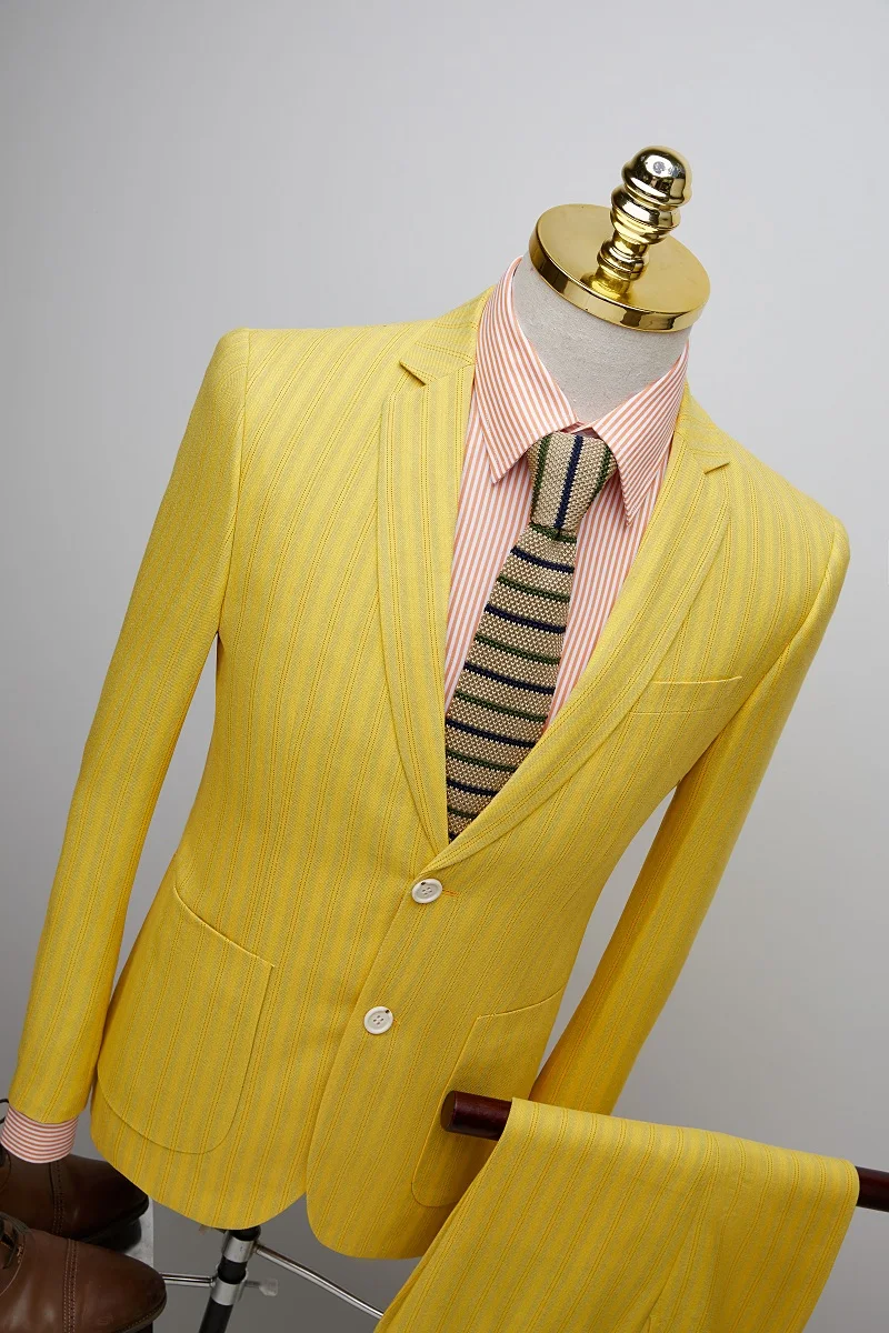Тянь Цюн 2019 желтые полосы деловой мужской костюм нормальные смокинги 2 шт костюмы