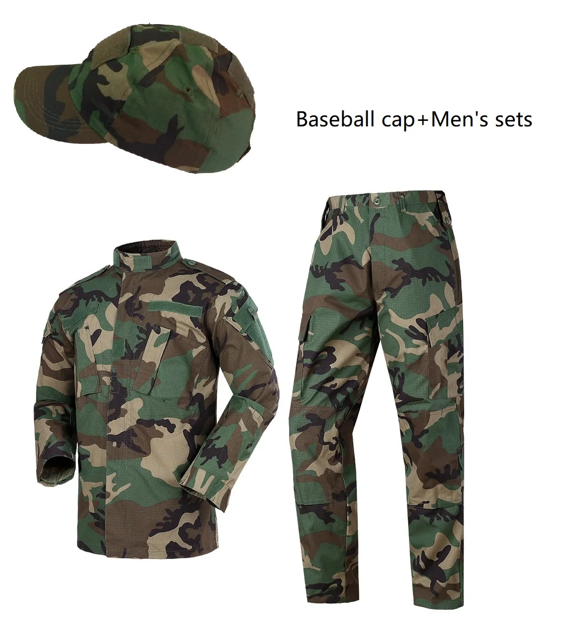 Men's Sets Woodland Camouflage ACU Military Uiforms With Tactical Baseball Cap