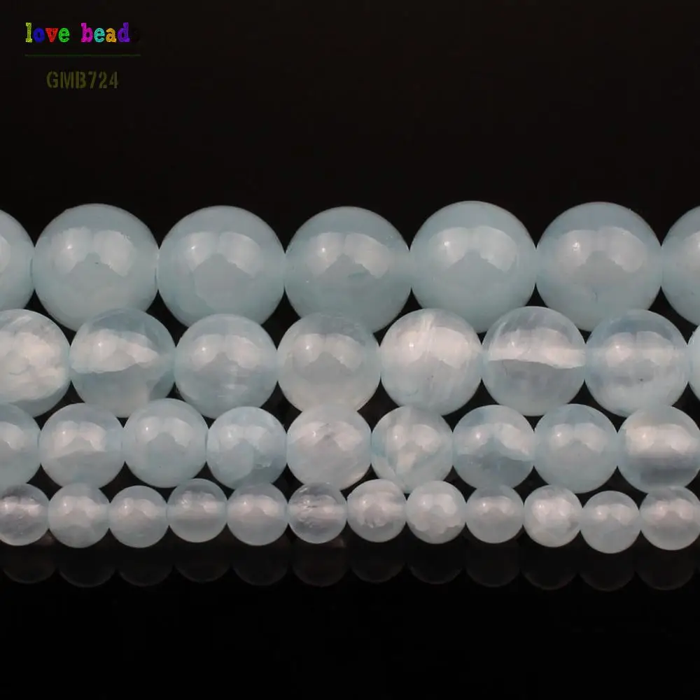 Аквамариновые камни светильник-голубые нефритовые круглые бусины россыпью для