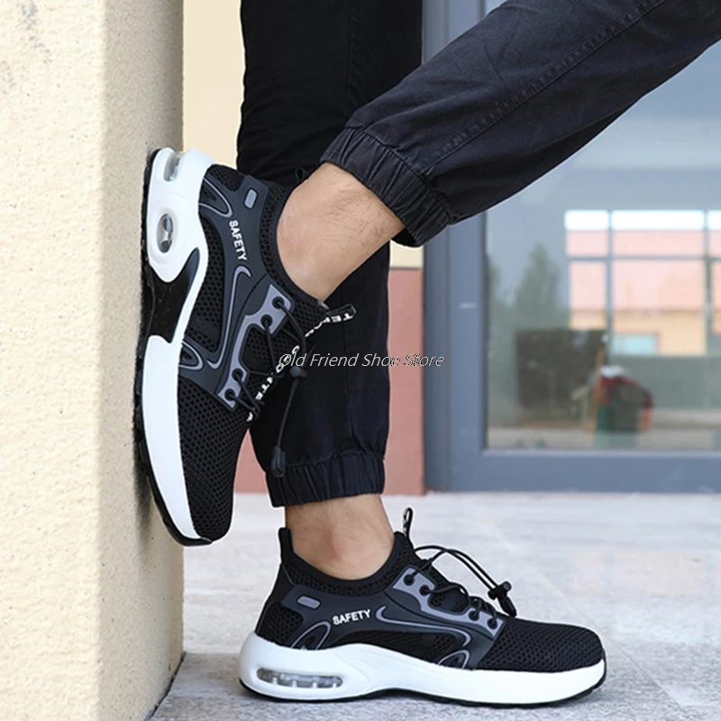 

2021 Summer Shoes Men's Work Shoes With Steel Toe Cap Puncture Proof Safety Boots Men's Work Shoes Breathable Work Boots For Men