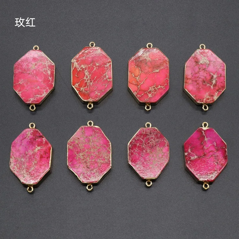 

Natural Stone Pendant Octagonal Color Double Hole Pendant DIY Bracelet Necklace Jewelry Accessories
