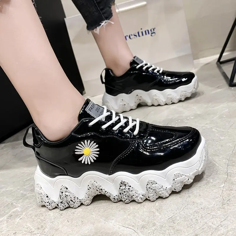 

Lace-up Chunky Sneakers Women 2021 Shoes Woman Snake Print Ladies Flats Plus Mixed Color Casual Shoes Autumn Vulcanized Shoes