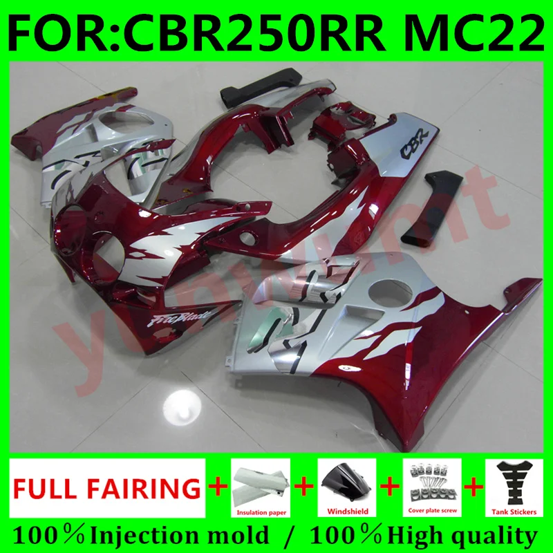 

Комплекты обтекателей для мотоцикла Honda Cbr250rr 1990 - 1994 NC22 CBR 250 RR MC22 CBR250 RR 1993 полный комплект обтекателей для кузова красного и серебристого цвет...