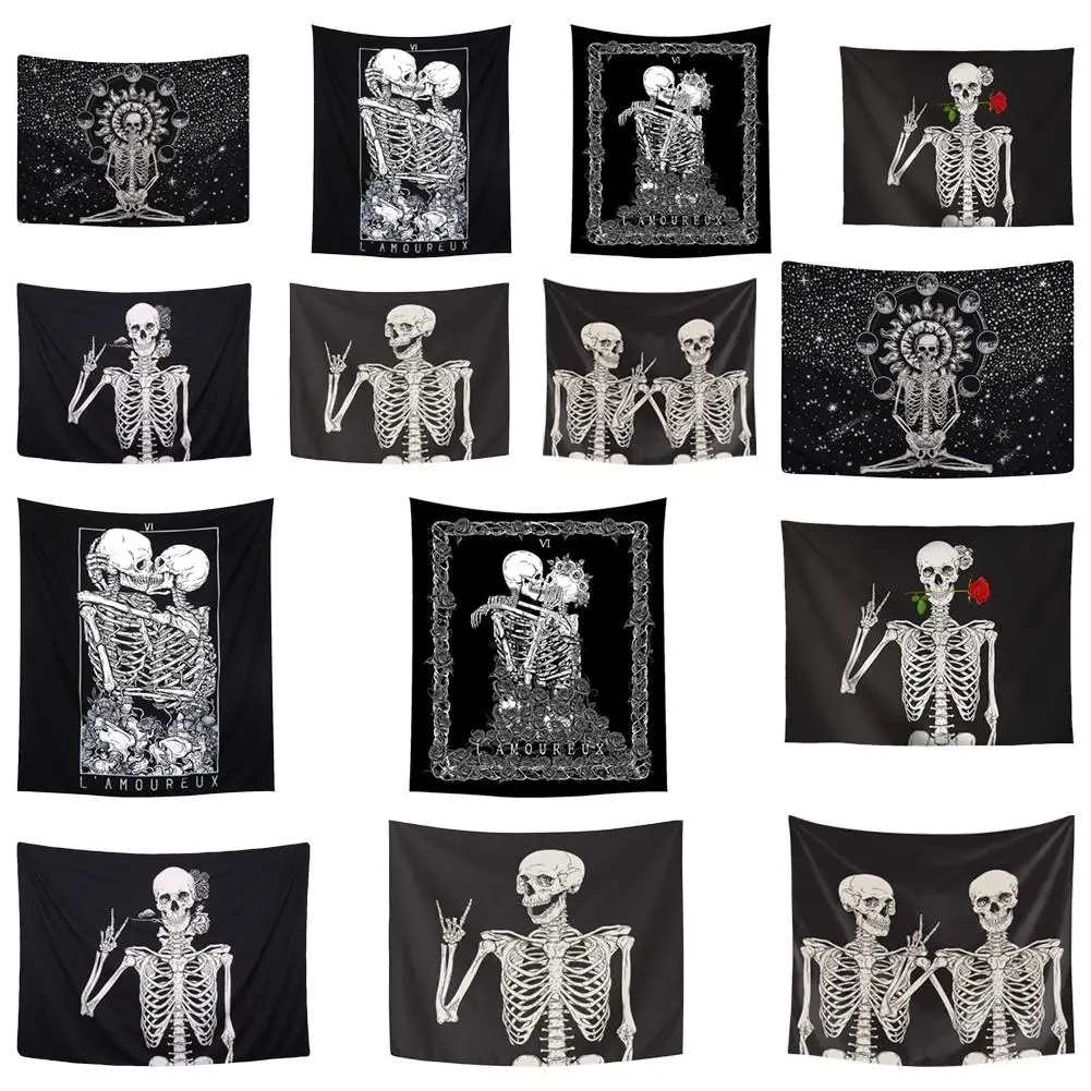 Гобелен с принтом мандалы и черепа Настенное подвесное одеяло коврик для йоги