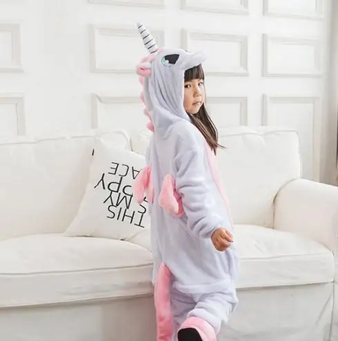 Pink unicorn Детские пижамы в виде животных; комбинезон для детей; костюм летучей мыши; одеяло Кигуруми для маленьких мальчиков и девочек; Пижама для сна; Пижама для подростков; одежда для сна; комбинезон - Цвет: Pink unicorn