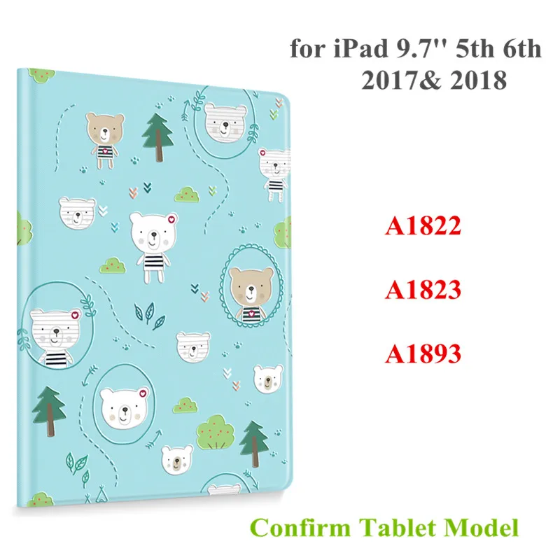 iPad 9.7 2017 2018 Для iPad цветной принт планшет кожаный чехол для iPad 3D рельефный защитный чехол умный чехол s - Цвет: iPad 9.7 2017 2018