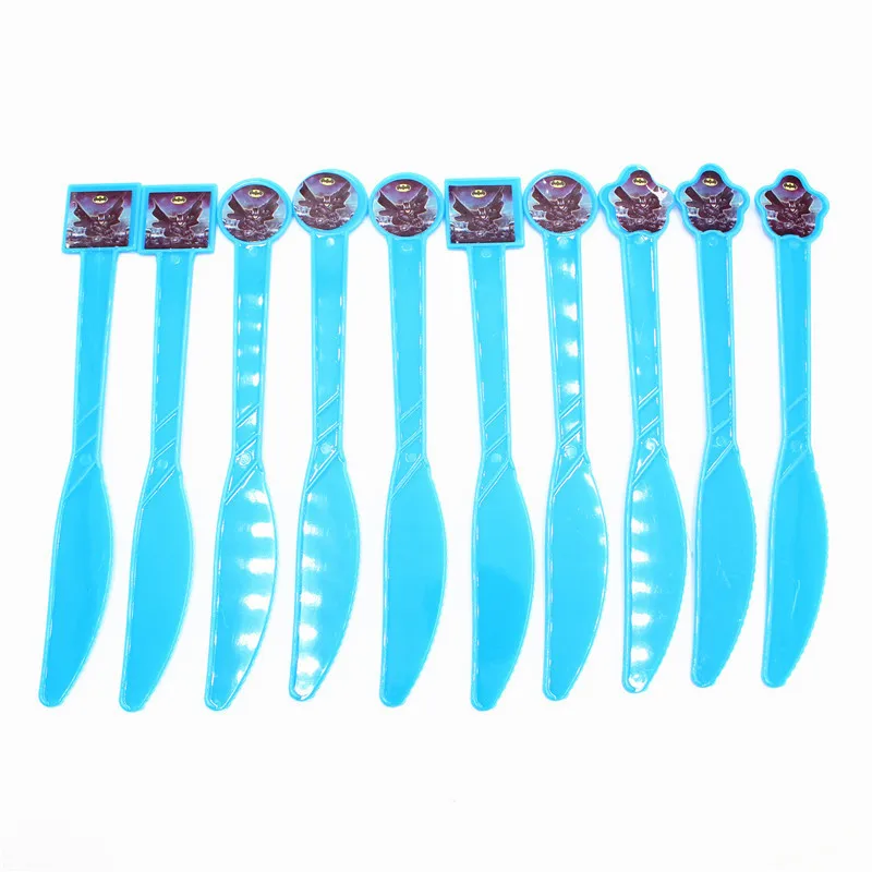 Knives-10pcs Одноразовая посуда набор бумажных тарелок Бэтмен номер фольги воздушный шар День Рождения украшения дети мальчик пользу Бэтмен вечерние принадлежности - Цвет: Knives-10pcs