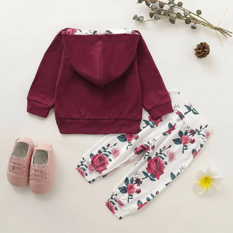 Осень 2019 детская одежда pudcoco для малышей толстовка с капюшоном и цветочным