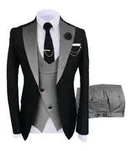 Homme Popular Clothing Luxury Party Stage Men's Suit Groomsmen Regular Fit Tuxedo Business Casual Suit Men's 3-Piece Set (2)