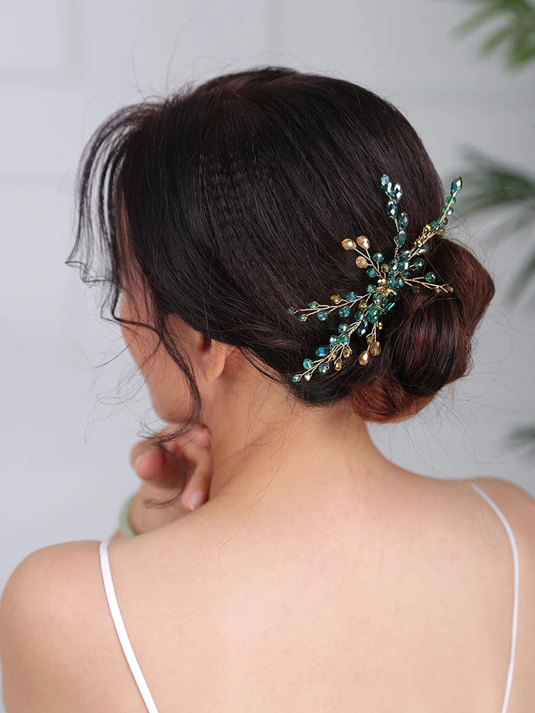 Богемные головные уборы зеленые заколки для волос ручной работы аксессуары