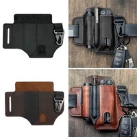 leather sheath for leatherman multitool sheath edc pocket organizer with key holder for belt and flashlight outdoor tools