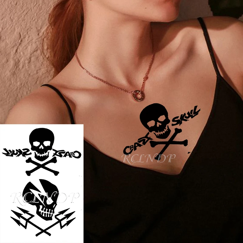 Водостойкая Временная тату наклейка череп пират Трайдент поддельные флэш Ручная