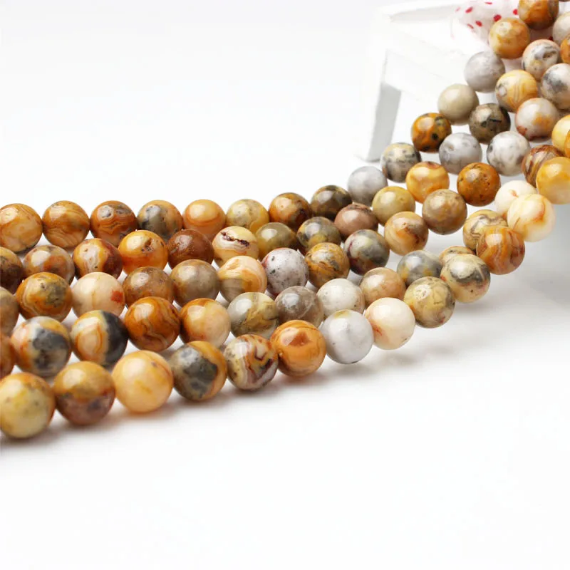 Модные натуральные ювелирные изделия LanLi 4/6/8/10/12 мм круглые свободные бусины из