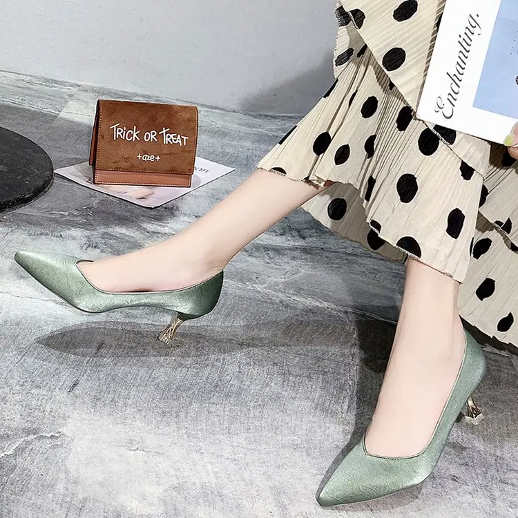 

The New Model In Heels Simple V Mouth Hundred Set Professional Work Shoes Temperament Fairy Shoe Tip Thin Heel Heels
