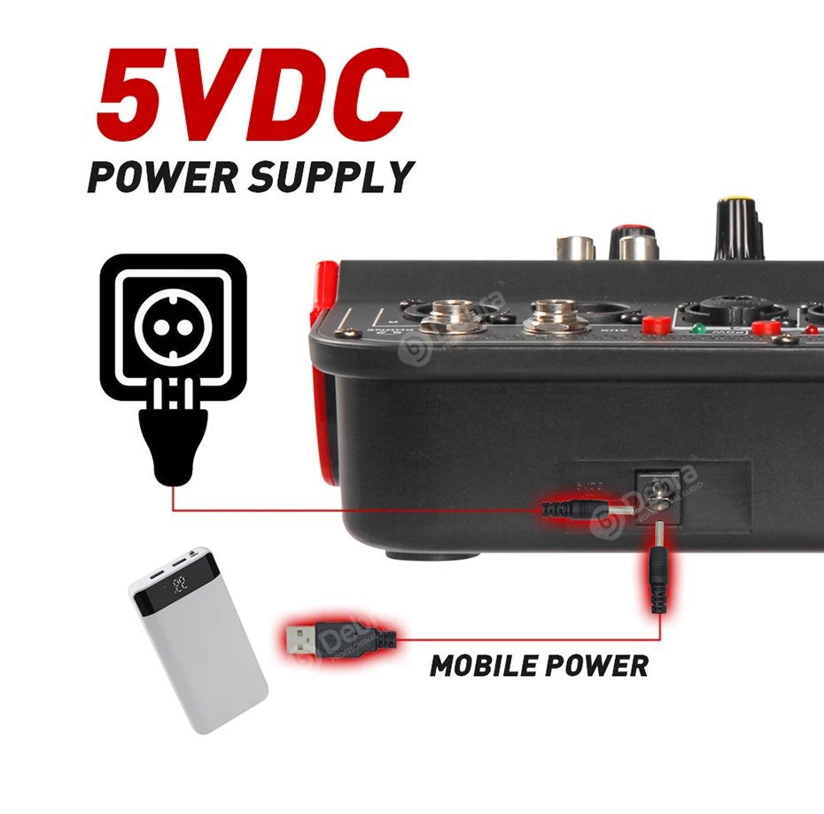 DM4 6-канальный DJ-микшер с фантомом 48 В Bluetooth воспроизведением USB в запись PC