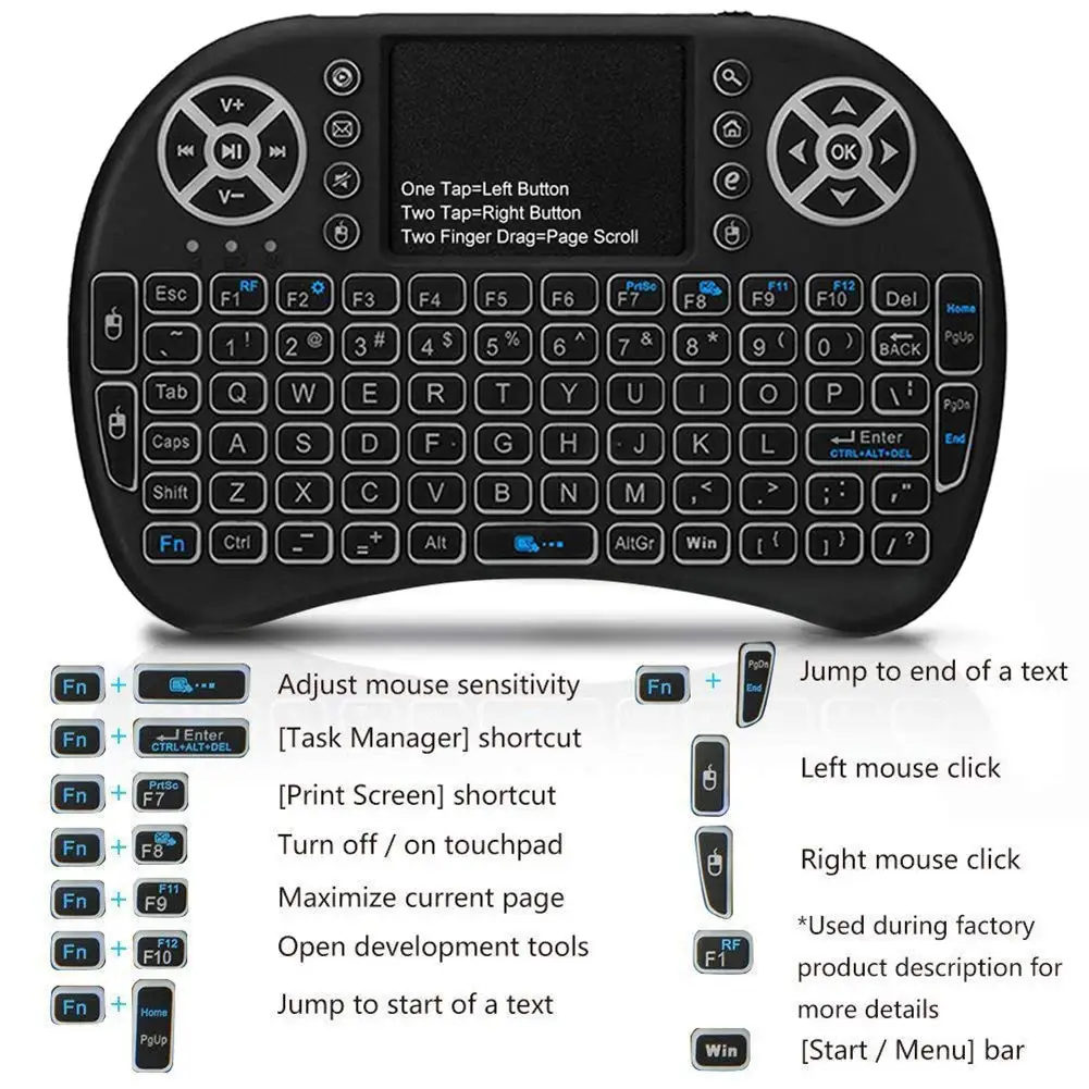 Клавиатура I8 Mini Air Mouse беспроводная с подсветкой 2 4 ГГц|Клавиатуры| |