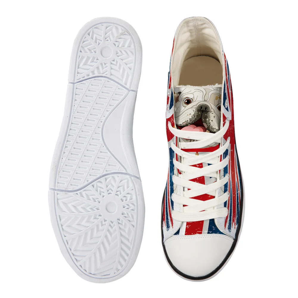 WHEREISART/Женская парусиновая обувь Мопс британский флаг мультяшная Собака высокая