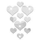 10 шт. 20x5 см полоски зеркало плитка с сердцем Форма наклейки на стену мозаика домашние Ванная комната Декор DIY Длинные настенное зеркало наклейки Лидер продаж