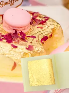 100pcs Edible Gold Leaf Sheets 24K 100% Pure Cake Decoration Macaroon  Dessert Drink 