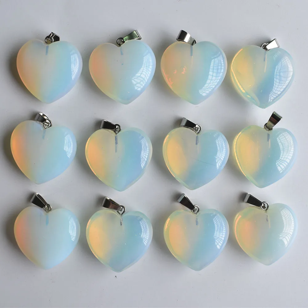 

Wholesale 12pcs/lot fashion Good Quality opal stone heart charms pendants for jewelry making 25mm top quality free shipping