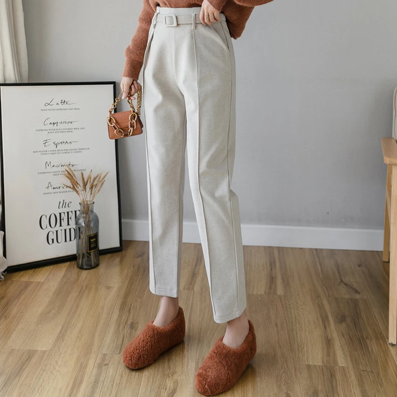 Mozuleva элегантные теплые штаны-шаровары для женщин с высокой талией поясом женские