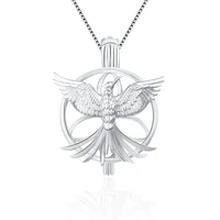 cluci 925 silver phoenix shaped cage pendant us air force charms pure sterling silver women jewelry pearl locket sc175sb