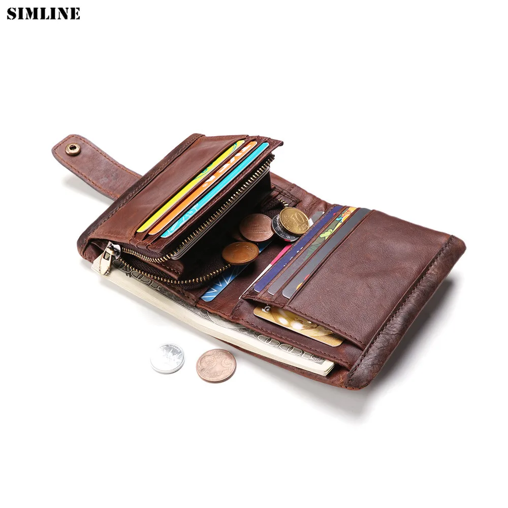 2019 мужской кошелек из натуральной кожи Ретро стиль RFID Короткие Кошельки