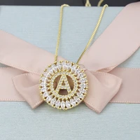 sa silverage gold color round zircon pendant choker necklace 2020 a z hot selling micro inlaid 26 english letters necklace