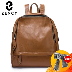 Модный синий женский рюкзак Zency из 100% натуральной кожи, вместительный праздничный ранец, школьный ранец для девочек, большая дорожная сумка