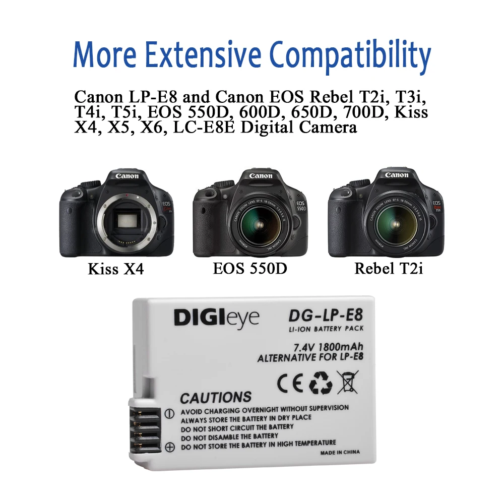 Аккумулятор для Canon EOS 550D 600D 650D 700D X4 X5 X6i X7i T2i T3i 1800 мАч 7 4 В | Электроника