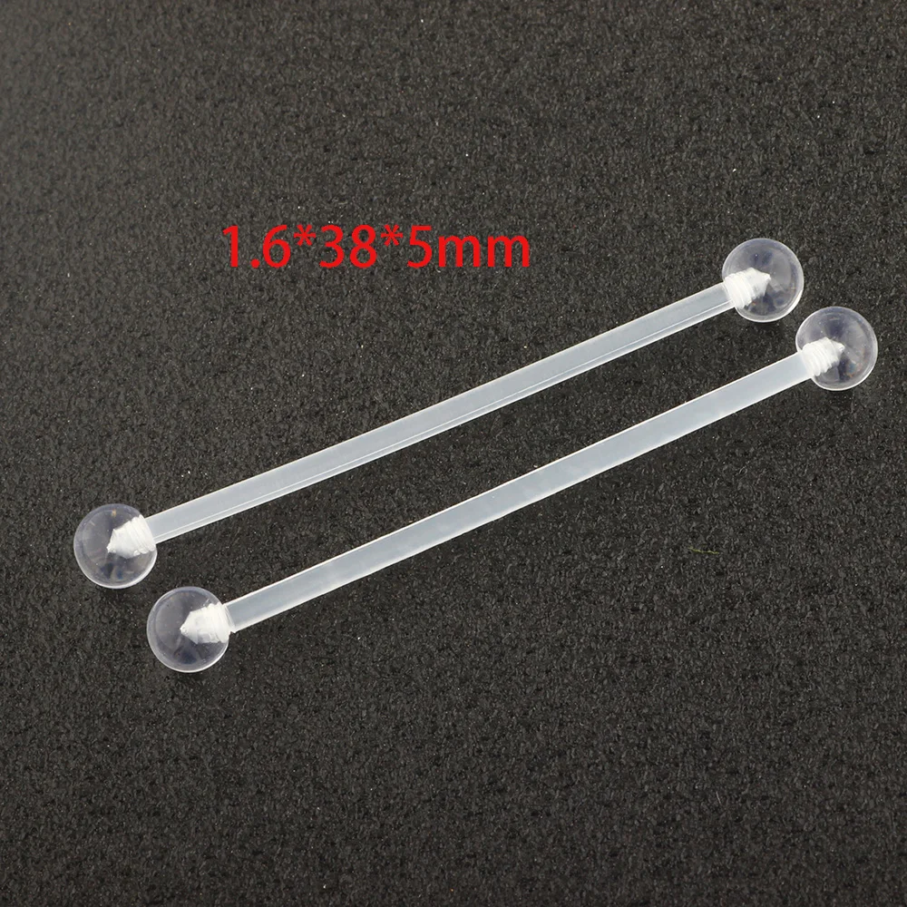 NO.2 1.6x38mm JUNLOWPY пирсинг фиксатор прозрачный биофлекс пластик 14 г 16 г нос в язык, бровь Tragus пупок соски кольца штанга фабричного производства - Окраска металла: NO.2 1.6x38mm