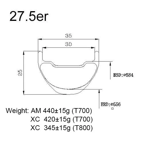 Carbonfan T800 Superlight 29er/27 5 er/26er ширина: 35 мм Глубина: 25 карбоновый обод для горного