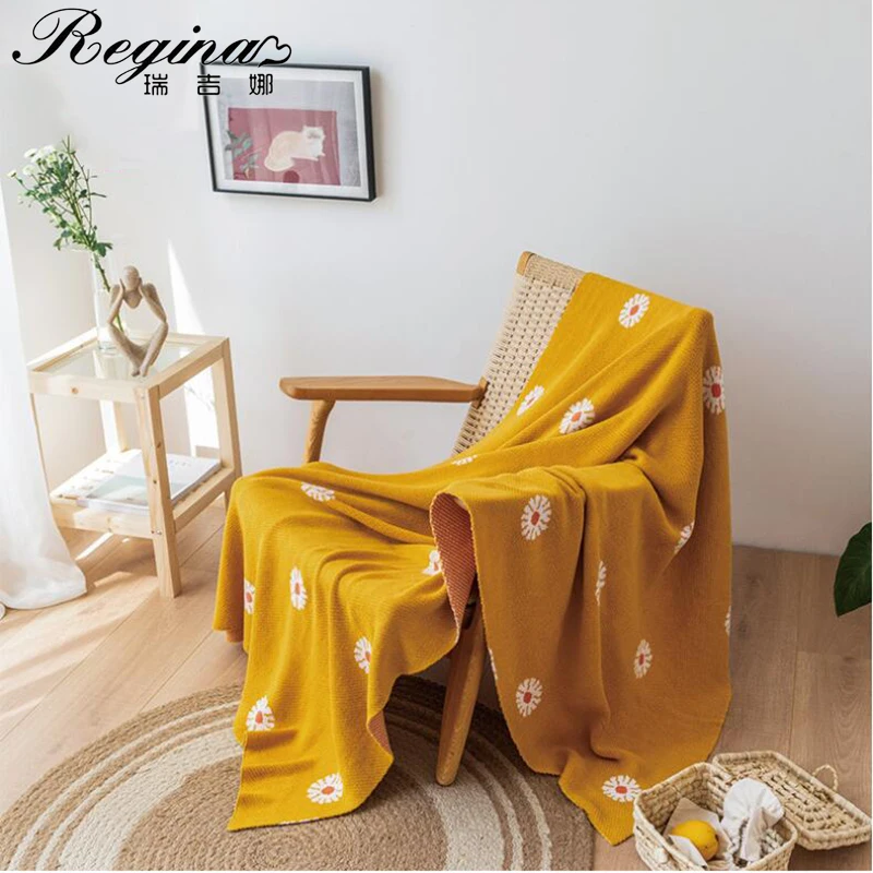 

Регина Весенняя Маргаритка вязаное одеяло покрывало 150*200 модные броски нежные, мягкие, связано крючком, натуральный хлопок, покрывало на кр...