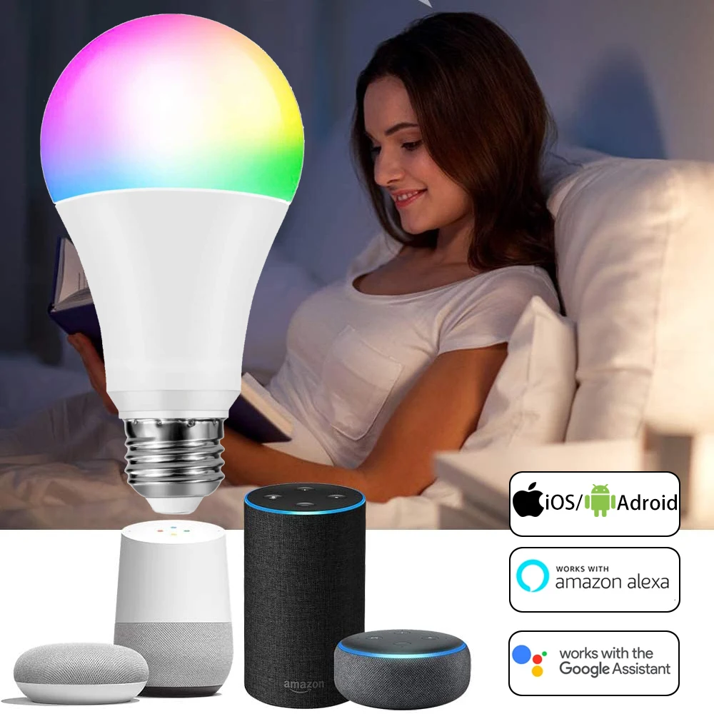 Bombilla inteligente LED con Control remoto por voz, lámpara de neón con WiFi, Siri, Alexa, asistente de Google, iluminación interior