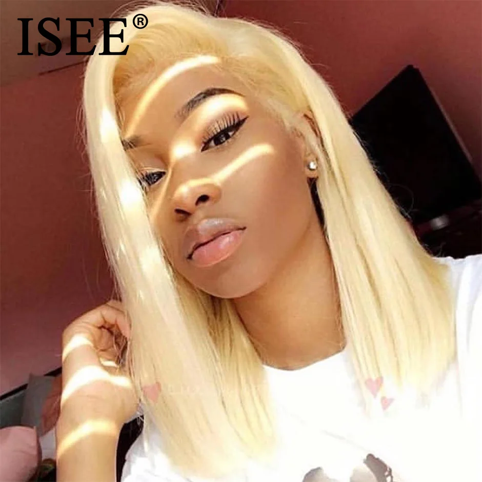 

613 Blonde Bob Wig 13X4 Short Lace Front Human Hair Wigs For Women Remy 150% Density Brazilian Straight 613 Bob Human Hair Wigs