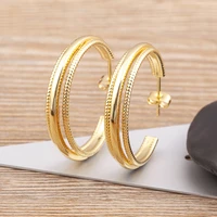 classic double layer earrings european summer girls gold plated big round circle hoop earrings best party new year jewelry gift