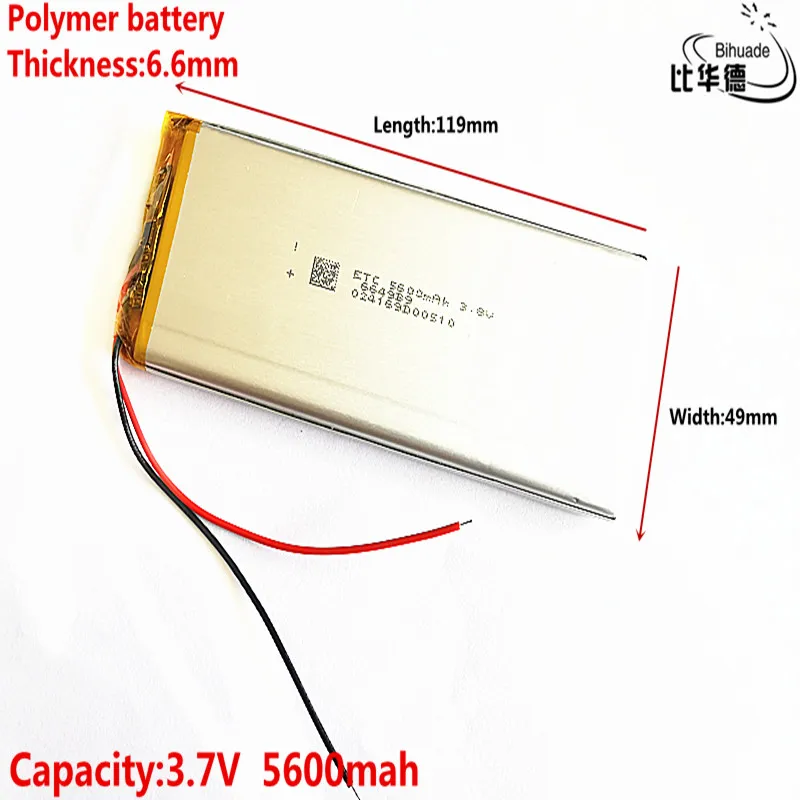 

3.7V 5600mAh 6649119 lithium polymer battery MP3 MP4 navigation instruments small toys and other products Universal Battery