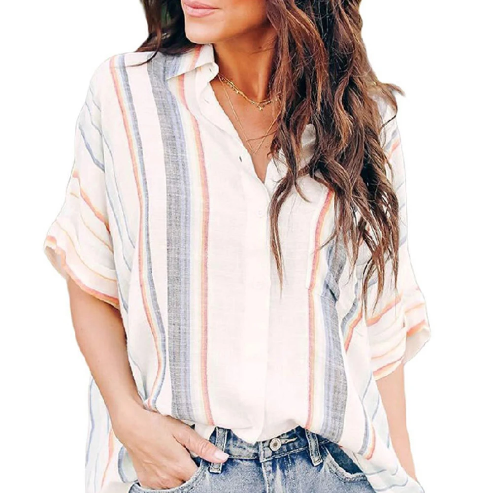 Внешние кнопки женская рубашка для покупок летняя повседневная с карманом