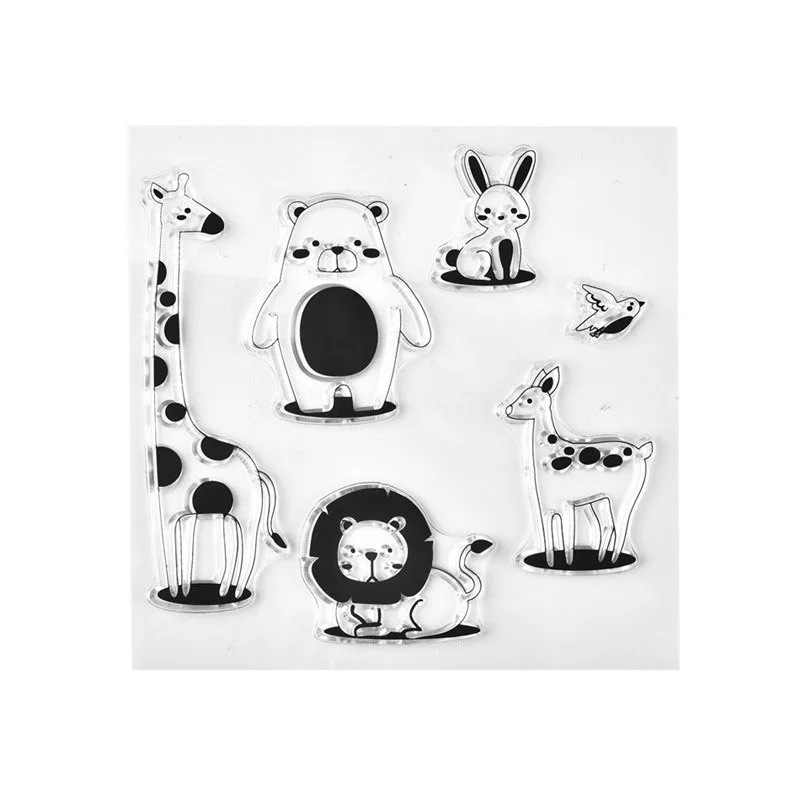 

YaMinSanNiO Lion Giraffe Clear Stamps Owl Animals Rubber Stamp Scrapbooking Album Stamping Transparent Decoration New Home Decor