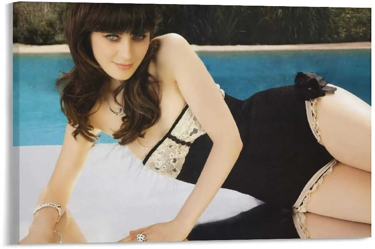 

Zooey Deschanel Sexy Actress metal sign Sexy Girl in Bikini Canvas Wall Art tin signs metal sign Gifts Photo Picturemetal signs