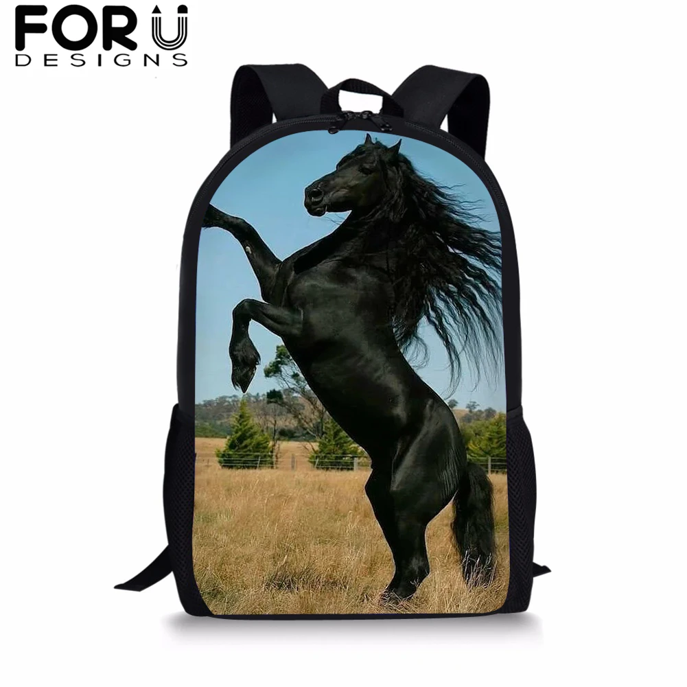 FORUDESIGNS/3 шт./компл. красивый фризская лошадь печати школьная сумка для мальчиков и подростков, рюкзак для девочек, детей, студентов рюкзак для путешествий