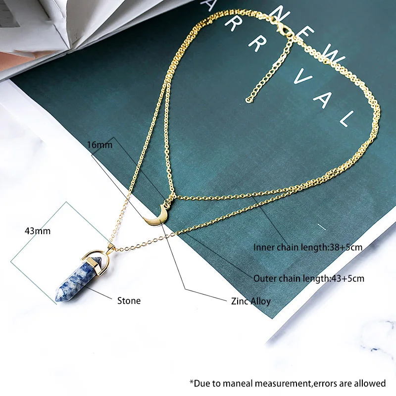

New Fashion Hexagonal Column Quartz Necklaces For Women 2019 Natural Stone Bullet Crystal Pendants Necklace Party Jewelry Gift