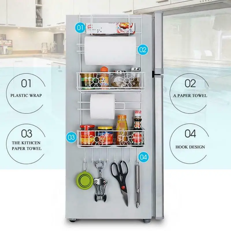 

Large Multifunction Kitchen Refrigerator Storage Rack Organizer Shelf Space Saver Fridge Side Wall Storage Hanging Holder