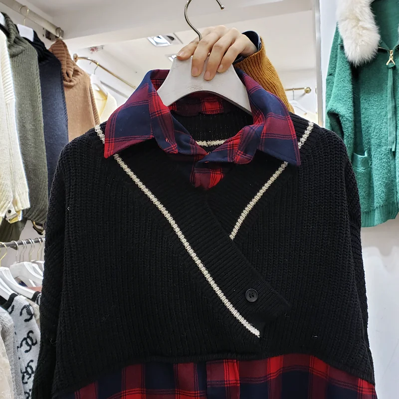 Женская рубашка в клетку Осень-зима стиле ретро | одежда